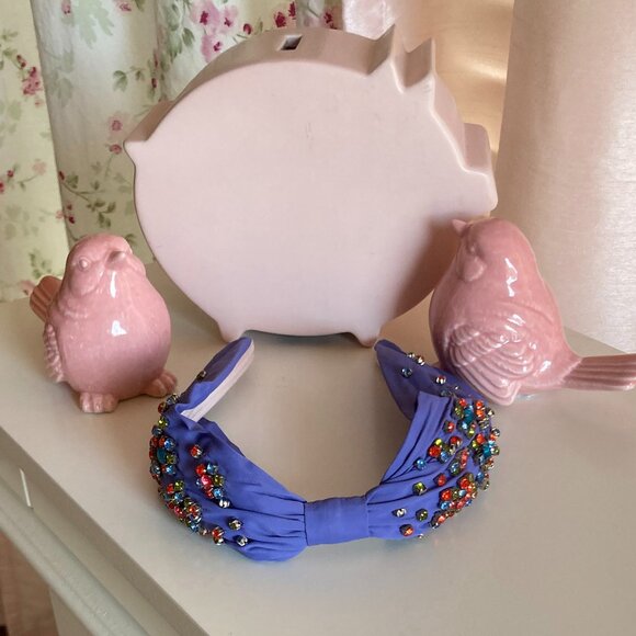 NamJosh knotted silk Confetti rhinestone embellished headband